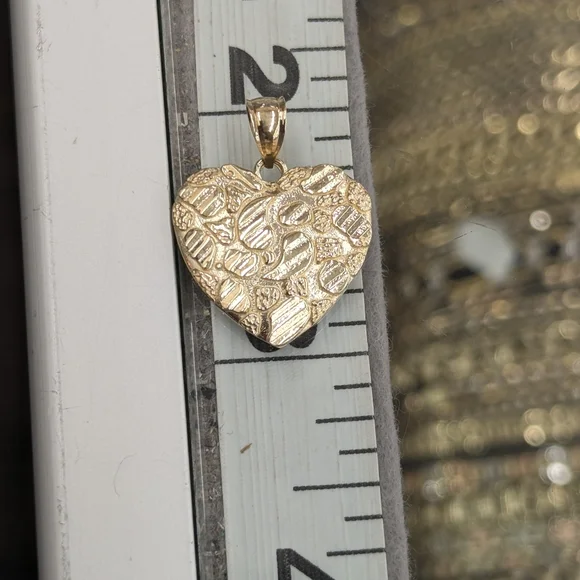 10kt Real Gold Heart Nugget Pendant